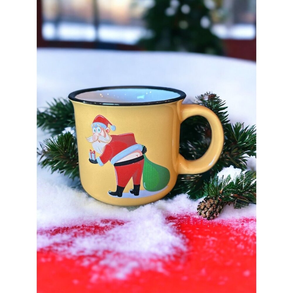 Santa Bending over  Funny Yellow Coffee Mug